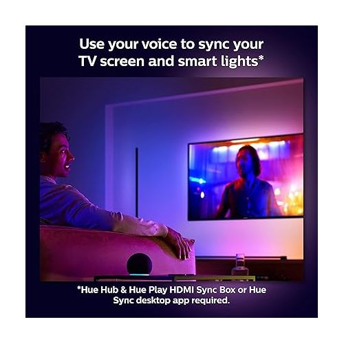 필립스 Philips Hue Compact Smart Light Tube, Black - White and Color Ambiance LED Color-Changing Light - 1 Pack - Sync with TV, Music, and Gaming - Requires Bridge and Sync Box - Control with App or Voice