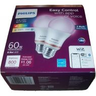 Philips Wiz connected 2-Pack bundle A19 LED Wi-Fi Smart Bulb FULL COLOR 800 Lumens Dimmable 60w equivalent