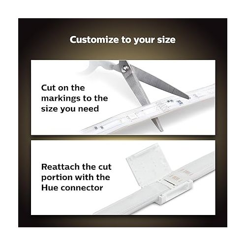 필립스 Philips Hue Lightstrip Starter Kit (6ft Light Strip, Base Plug, Hue Hub), Compatible with Alexa, Google Assistant, White