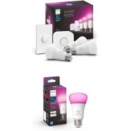 Philips Hue 75W Color Smart Button Starter Kit + Extra A19 Bulb, 4 Medium Lumen A19 Smart Bulbs, 1 Smart Button & 1 Hue Hub (Compatible with Alexa, Apple HomeKit & Google Assistant) (563338)