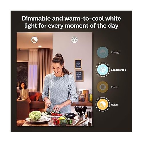 필립스 Philips Hue 75W Color Smart Button Starter Kit + Extra A19 Bulb, 4 Medium Lumen A19 Smart Bulbs, 1 Smart Button & 1 Hue Hub (Compatible with Alexa, Apple HomeKit & Google Assistant) (563338)