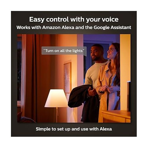 필립스 Philips Hue 75W Color Smart Button Starter Kit + Extra A19 Bulb, 4 Medium Lumen A19 Smart Bulbs, 1 Smart Button & 1 Hue Hub (Compatible with Alexa, Apple HomeKit & Google Assistant) (563338)