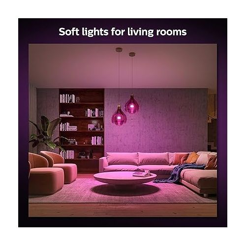 필립스 Philips Hue 75W Color Smart Button Starter Kit + Extra A19 Bulb, 4 Medium Lumen A19 Smart Bulbs, 1 Smart Button & 1 Hue Hub (Compatible with Alexa, Apple HomeKit & Google Assistant) (563338)