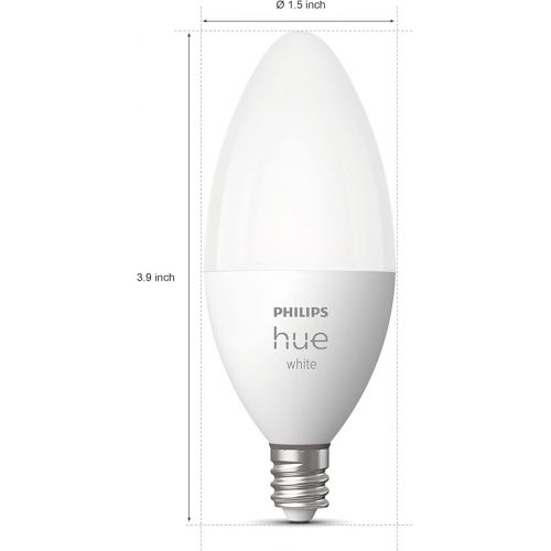 필립스 Philips Hue Smart 40W B39 Candle-Shaped LED Bulb - Soft Warm White Light - 2 Pack - 450LM - E12 - Indoor - Control with Hue App - Works with Alexa, Google Assistant and Apple Homekit