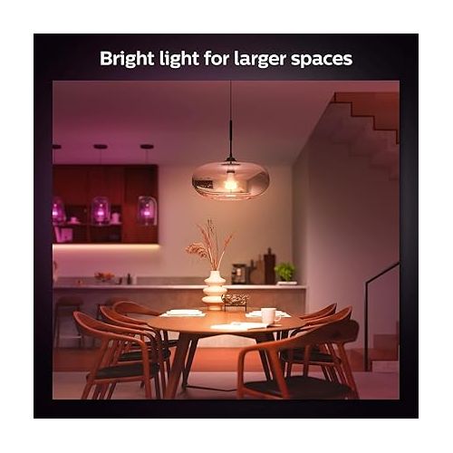 필립스 Philips Hue Smart 100W A21 LED Bulb - White and Color Ambiance Color-Changing Light - 1 Pack - 1600LM - E26 - Indoor - Control with Hue App - Works with Alexa, Google Assistant and Apple Homekit