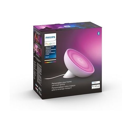 필립스 Philips Hue Bloom Smart Table Lamp, White - White and Color Ambiance LED Color-Changing Light - 1 Pack - Control with Hue App - Works with Alexa, Google Assistant, and Apple Homekit