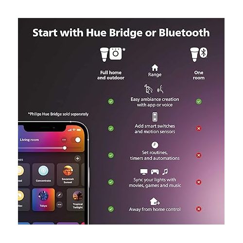 필립스 Philips Hue Indoor 6-Foot Smart LED Light Strip Plus Base Kits with Plugs - Color-Changing Single-Color Effect - 2 Pack - Control with Hue App - Works with Alexa, Google Assistant and Apple HomeKit