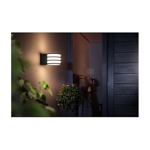 필립스 Philips Hue Lucca White Outdoor Wall Light, Works with Amazon Alexa, Apple HomeKit & Google Assistant (Hue Hub Required), 9.5 watts