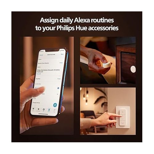 필립스 Philips Hue Smart 75W A19 LED Bulb - White Ambiance Warm-to-Cool White Light - 1 Pack & Smart Dimmer Switch with Remote, White - 1 Pack - Turns Hue Lights On, Off