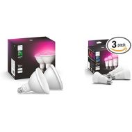 Philips Hue Smart 100W PAR38 LED Bulb - White and Color Ambiance Color-Changing Light - 2 Pack & Smart 60W A19 LED Bulb - White and Color Ambiance Color-Changing Light - 3 Pack