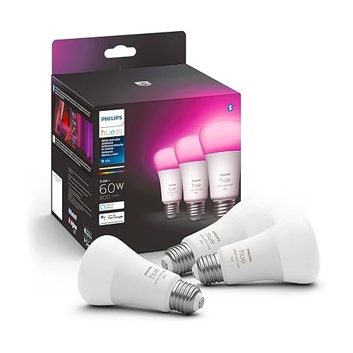 필립스 Philips Hue Smart 100W PAR38 LED Bulb - White and Color Ambiance Color-Changing Light - 2 Pack & Smart 60W A19 LED Bulb - White and Color Ambiance Color-Changing Light - 3 Pack