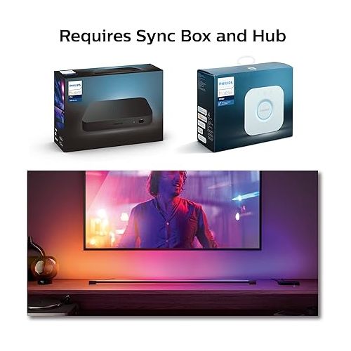 필립스 Philips Hue Large Smart Light Tube, Black - White and Color Ambiance LED Color-Changing Light - 1 Pack - Sync with TV, Music, and Gaming - Requires Bridge and Sync Box - Control with App or Voice