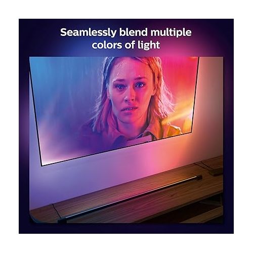 필립스 Philips Hue Large Smart Light Tube, Black - White and Color Ambiance LED Color-Changing Light - 1 Pack - Sync with TV, Music, and Gaming - Requires Bridge and Sync Box - Control with App or Voice