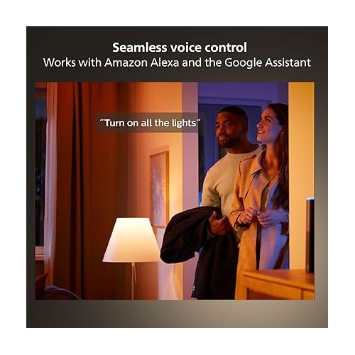 필립스 Philips Hue Smart Light Starter Kit - Includes (1) Bridge, (1) Smart Button and (3) Smart 75W A19 LED Bulb, White and Color Ambiance, 1100LM, E26 - Control with Hue App or Voice Assistant