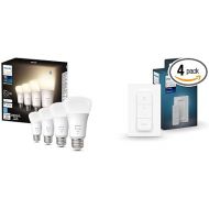 Philips Hue White Smart Bulbs (4-Pack) and Smart Dimmer Switch Bundle