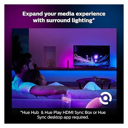 필립스 Philips Hue Bluetooth Smart Lightstrip Plus 5ft Base Kit - White and Color Ambiance Family Christmas Holiday- Voice Compatible with Amazon Alexa, Apple Homekit and Google Home - BROAGE Power Plug Cord