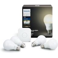 Philips Hue White A19 60W Equivalent LED Smart Bulb Starter Kit (4 A19 White Bulbs and 1 Hub Compatible with Amazon Alexa Apple HomeKit and Google Assistant)