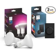 Philips Hue (1) Black Tap Dial Light Switch with (2) Smart 85W BR30 LED Bulb, White and Color Ambiance Color-Changing Light, 1200LM, E26 - Requires Bridge - Control with Hue App or Voice Assistant