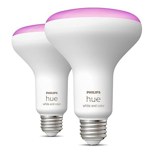 필립스 Philips Hue (1) Black Tap Dial Light Switch with (2) Smart 85W BR30 LED Bulb, White and Color Ambiance Color-Changing Light, 1200LM, E26 - Requires Bridge - Control with Hue App or Voice Assistant