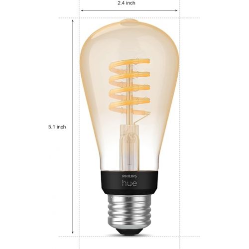 필립스 Philips Hue 7W ST19 White Ambiance LED Smart Vintage Edison Filament Bulb, Warm - Pack of 1 - E26 - Control with App - Compatible with Alexa, Google Assistant and Apple HomeKit