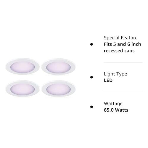 필립스 PHILIPS Color and Tunable White 5/6 in. LED 65W Equivalent Dimmable Smart Wi-Fi Wiz Connected Recessed Downlight Kit (4-Pack)