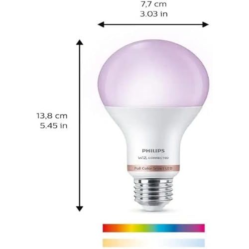 필립스 Philips Color and Tunable White A21 LED High Lumen 100W Equivalent Dimmable Smart Wi-Fi Wiz Connected Light Bulb, Compatible with Alexa, Google Assistant, and Siri Shortcuts (2-Pack) (9290024493)