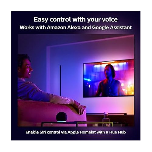 필립스 Philips Hue Gradient Signe Floor Lamp, Compatible with Alexa, Apple HomeKit and Google Assistant, Black + Philips v2 Smart Dimmer Switch and Remote, Smart Home, Philips Hue Smart Lights White