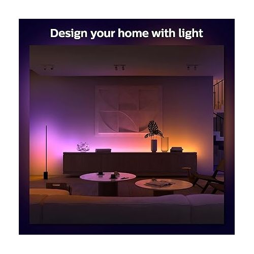 필립스 Philips Hue (1) 6-Foot Smart LED Light Strip Base Kit with (1) 3-Foot Light Strip Extension - Flowing Multicolor Effect - Control with Hue App - Works with Alexa, Google Assistant and Apple HomeKit