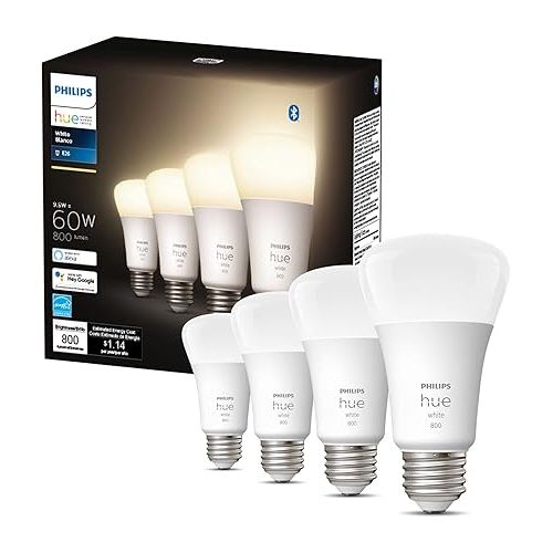 필립스 Philips Hue White Smart LED Bulbs (4-Pack) and Hue Bridge