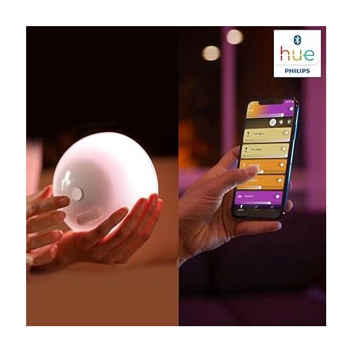 필립스 Philips Hue Go Smart Portable Dimmable Table Lamp, White - White and Color Ambiance LED Color-Changing Light - 1 Pack - Indoor and Outdoor Use - Control with Hue App or Voice Assistant