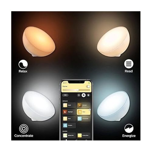 필립스 Philips Hue Go Smart Portable Dimmable Table Lamp, White - White and Color Ambiance LED Color-Changing Light - 1 Pack - Indoor and Outdoor Use - Control with Hue App or Voice Assistant