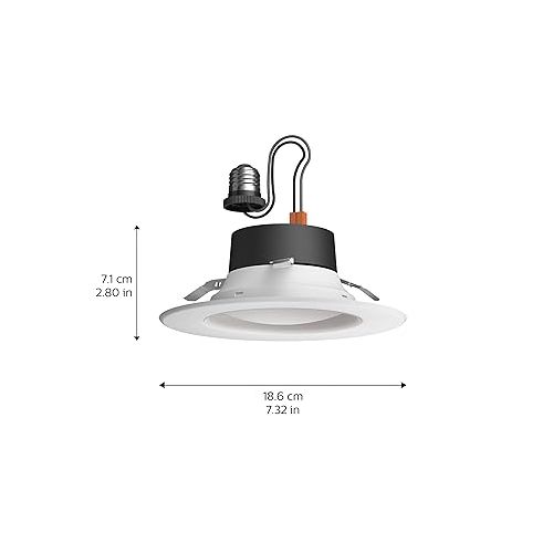 필립스 Philips Hue (1) Dimmer Switch with (4) Smart Recessed 5/6 Inch LED Downlight, White and Color Ambiance Color-Changing Light, 1100LM - Requires Bridge - Control with Hue App or Voice Assistant