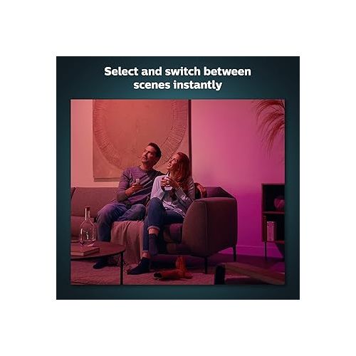 필립스 Philips Hue (1) Dimmer Switch with (4) Smart Recessed 5/6 Inch LED Downlight, White and Color Ambiance Color-Changing Light, 1100LM - Requires Bridge - Control with Hue App or Voice Assistant