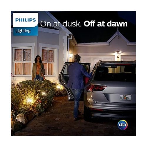 필립스 PHILIPS LED Dusk-to-Dawn Outdoor A19 Light Bulb, Flicker-Free, 800 Lumen, Soft White Light (2700K), 8W=60W, E26 Base, 3-Pack