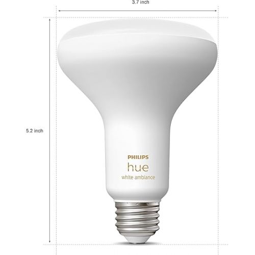 필립스 Philips Hue Smart 85W BR30 LED Bulb - White Ambiance Warm-to-Cool White Light - 2 Pack - 1200LM & Smart 75W A19 LED Bulb - Soft Warm White Light - 2 Pack - 1100LM - E26 - Indoor