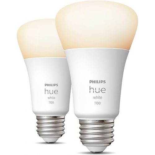 필립스 Philips Hue Smart 85W BR30 LED Bulb - White Ambiance Warm-to-Cool White Light - 2 Pack - 1200LM & Smart 75W A19 LED Bulb - Soft Warm White Light - 2 Pack - 1100LM - E26 - Indoor