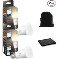 Philips Hue White 75W A19 Smart LED Bulb, Bluetooth & Zigbee Compatible, Works with Alexa, Google Assistant, Apple HomeKit, Soft White Light, Dimmable, Energy Star Certified, Includes Pouch and Cloth