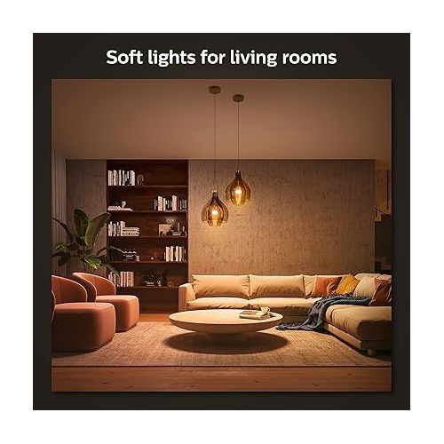 필립스 Philips Hue Smart Light Starter Kit - Includes (1) Bridge and (4) 75W A19 E26 LED Smart White Ambiance Bulbs - Control with App - Compatible with Alexa, Google Assistant, and Apple HomeKit