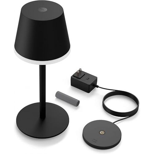 필립스 Philips Hue Go Smart Portable Table Lamp, Black - White and Color Ambiance LED Color-Changing Light - 2 Pack - Indoor and Outdoor Use - Control with Hue App or Voice Assistant