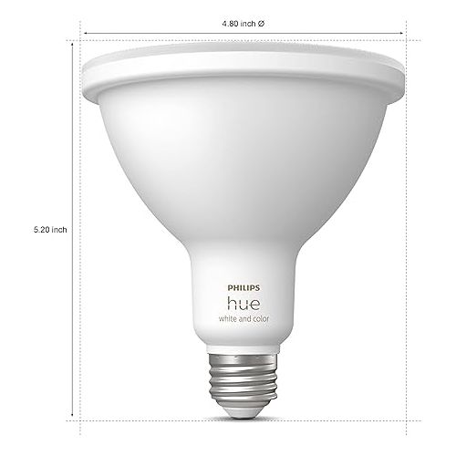 필립스 Philips Hue Smart 100W PAR38 LED Bulb - White and Color Ambiance Color-Changing Light - 1 Pack - 1300LM - E26 - Outdoor - Control with Hue App - Works with Alexa, Google Assistant and Apple Homekit