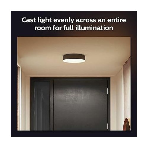 필립스 Philips Hue Enrave Medium Ceiling Lamp, Black -White Ambiance Warm-to-Cool White Smart LED Light - 1 Pack - Control with Hue App - Compatible with Alexa, Google Assistant, and Apple Homekit