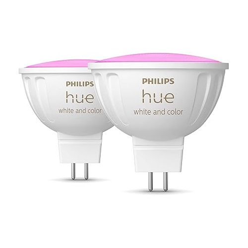 필립스 Philips Hue MR16 Smart LED Bulb White and Color Ambiance (2 Pack)