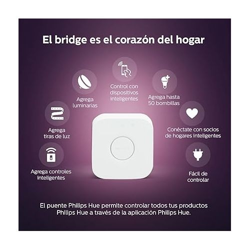 필립스 Philips Hue (1) Bridge with (2) Smart 60W A19 LED Bulb, White and Color Ambiance Color-Changing Light, 800LM, E26 - Control with Hue App - Works with Alexa, Google Assistant, Apple Homekit, and Matter