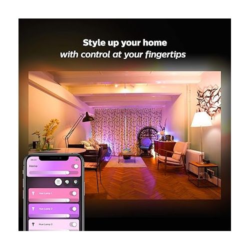 필립스 Philips Hue (1) Bridge with (2) Smart 60W A19 LED Bulb, White and Color Ambiance Color-Changing Light, 800LM, E26 - Control with Hue App - Works with Alexa, Google Assistant, Apple Homekit, and Matter