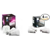Philips Hue Smart Light Starter Kit - Includes (1) Bridge and (2) 60W A19 LED Bulb & Smart 60W A19 LED Bulb - Soft Warm White Light - 4 Pack - 800LM - E26 - Indoor