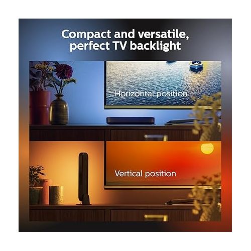 필립스 Philips Hue Smart Play Light Bar Base Kit, Black - White & Color Ambiance LED Color-Changing Light - 1 Pack - Requires Bridge - Control with App - Works with Alexa, Google Assistant and Apple HomeKit