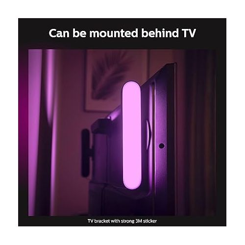 필립스 Philips Hue Smart Play Light Bar Base Kit, Black - White & Color Ambiance LED Color-Changing Light - 1 Pack - Requires Bridge - Control with App - Works with Alexa, Google Assistant and Apple HomeKit