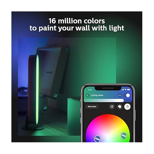 필립스 Philips Hue Smart Play Light Bar Base Kit, Black - White & Color Ambiance LED Color-Changing Light - 1 Pack - Requires Bridge - Control with App - Works with Alexa, Google Assistant and Apple HomeKit