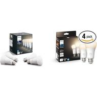 Philips Hue Smart 60W A19 LED Bulb - Soft Warm White Light - 4 Pack - 800LM - E26 - Indoor & Smart 60W A19 LED Bulb - Soft Warm White Light - 2 Pack - 800LM - E26 - Indoor