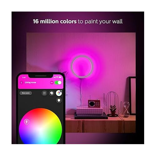 필립스 Philips Hue Sana Wall Light, White - White and Color Ambiance LED Smart Color-Changing Light - Pack of 1 - Control with Hue App - Compatible with Alexa, Google Assistant, and Apple Homekit